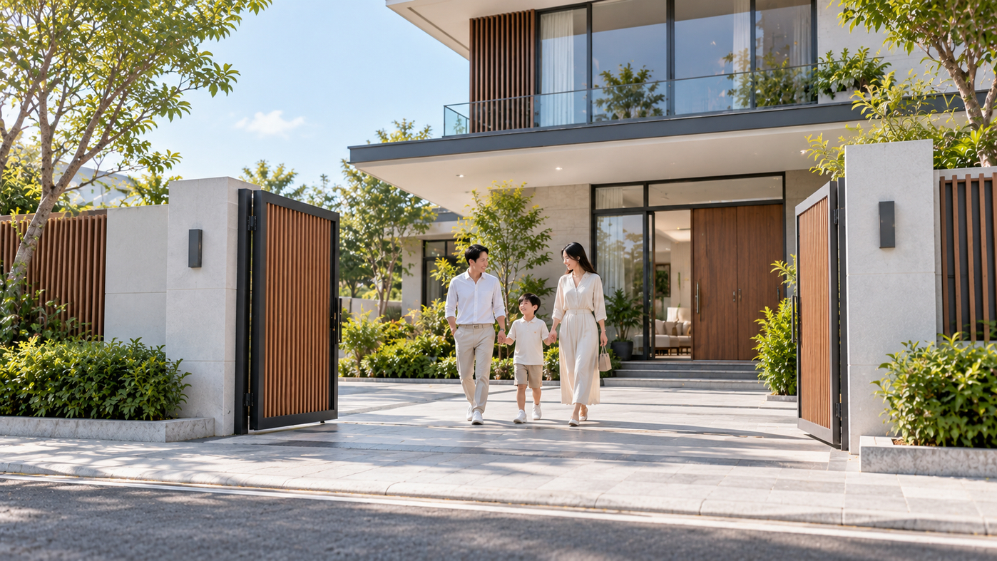 Family Stroll Through Modern Home Gate.png